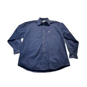 Disney Shirt Mens L Mickey Mouse Navy Embroidered Button Down Vintage Casual